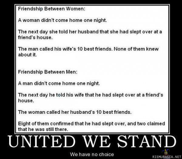 Unite we stand - Miesten ja naisten erot