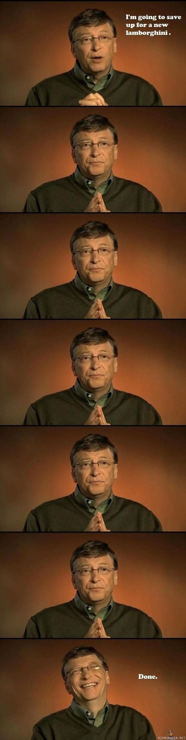 Bill Gates säästää lamborghiniin