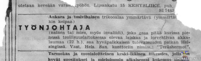 Teräshermot - Trikooalalla ei ole helppoa.
Helsingin Sanomat 6.6.1943
