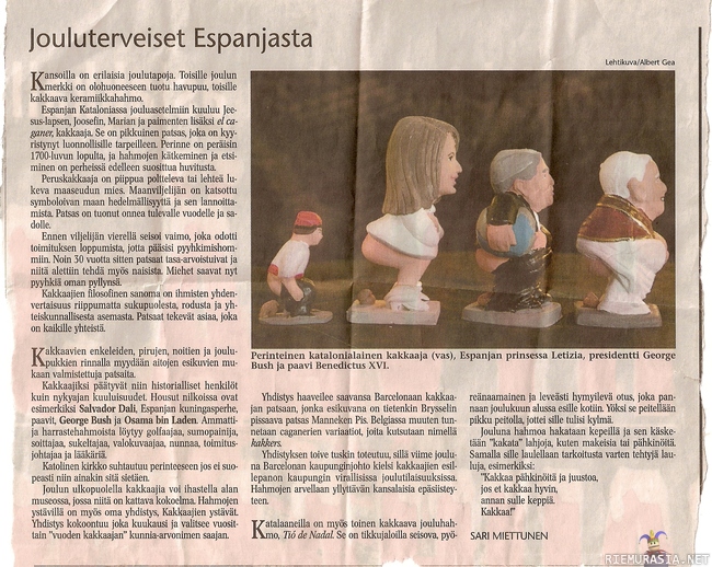 El Caganer - Jouluterveiset espanjasta. Turun Sanomat 24.12.2006