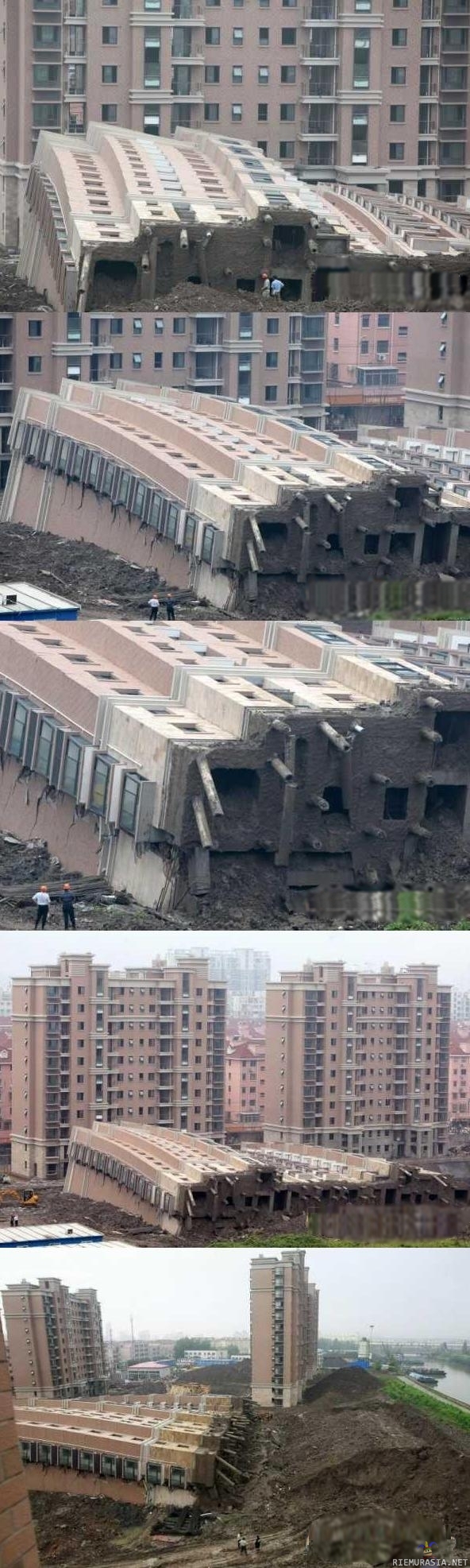 Kiinassa - Rakennus kaatunu ku tukipilarit petti...