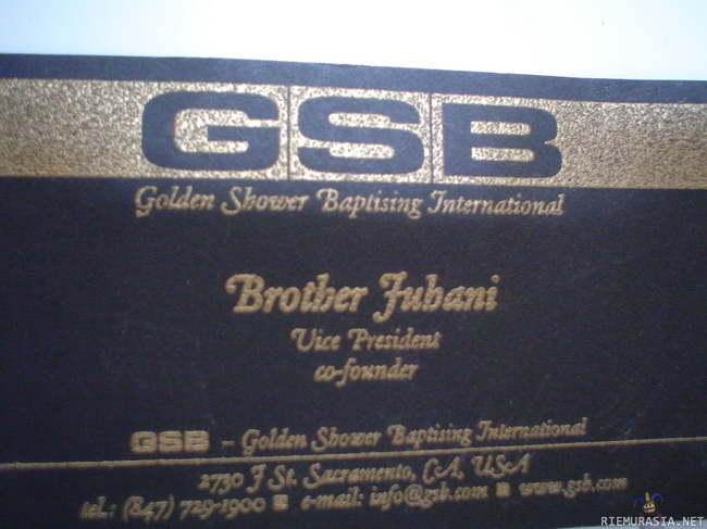 golden shower..? - löysinpä aikoinaan lentokoneesta tämän käyntikortin. ei kuvamanipulaatio.