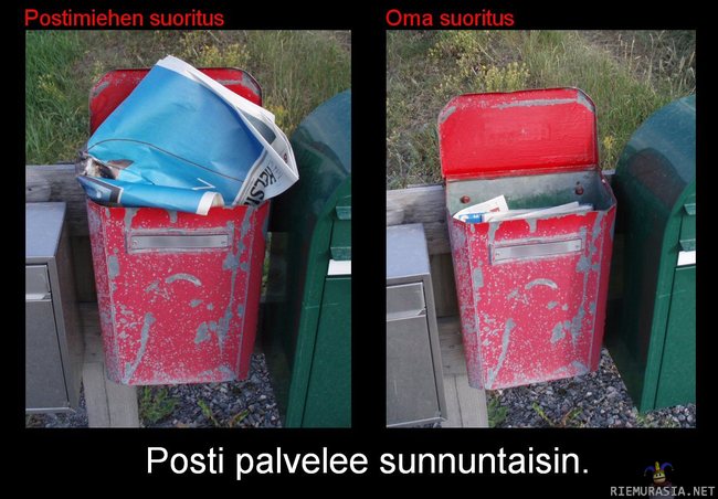 Postimiehellä huono päivä - Postimies vs. oma yritys - Sunnuntain Hesareita olisi laittanut laatikkoon vielä useammankin.