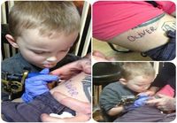 Poika antaa isälleen tatuoinnin