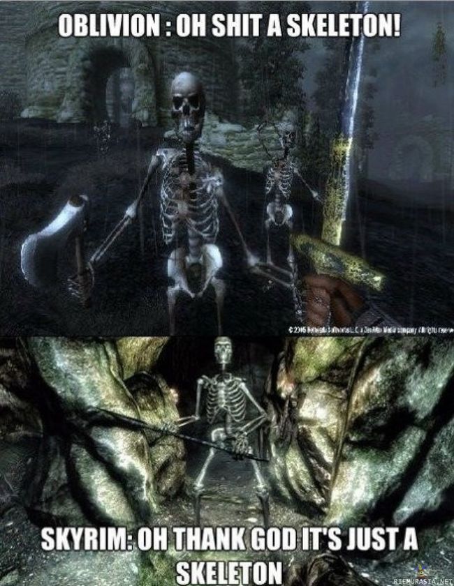Skeletonit - Oblivionin pelaajat samaistuvat.