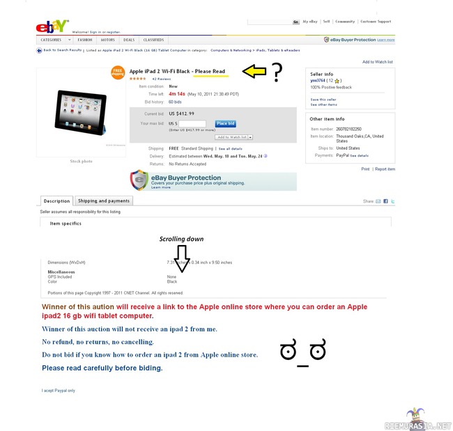 Perus eBay - Kannattaa lukea ne myynti-ilmoitukset kokonaan :D