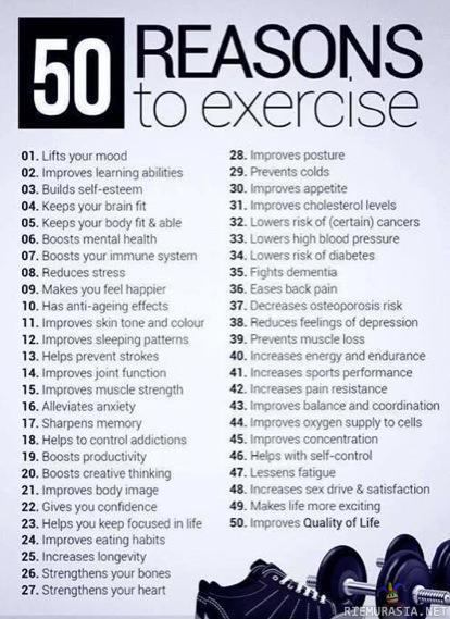 50 reasons to exercise - 50 syytä laittaa lihat liikkeelle