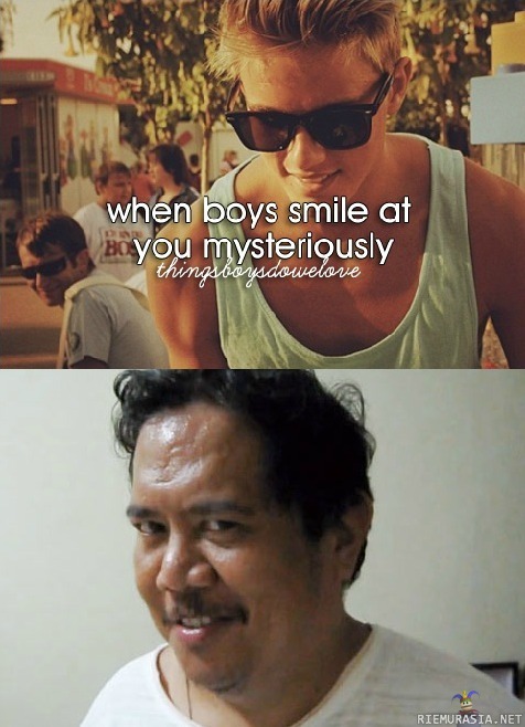When boys smile at you mysteriously