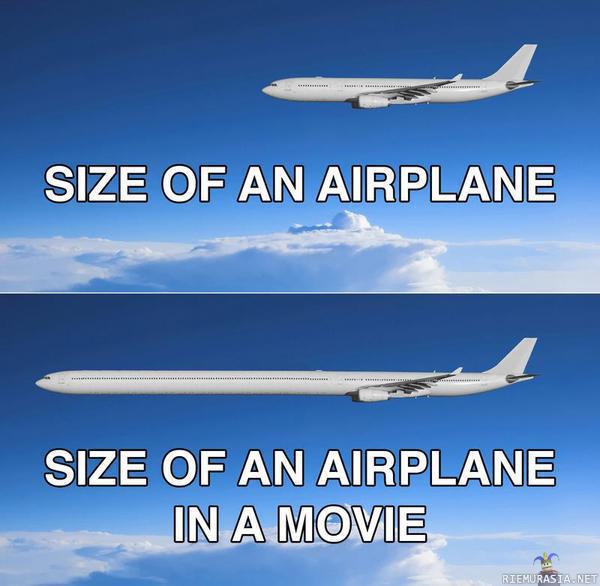 Lentokoneet - Lentokoneiden koko tosielämässä ja elokuvissa