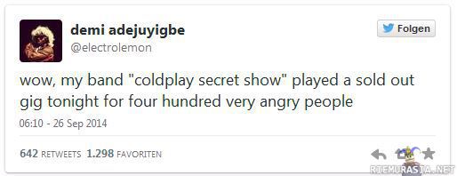 Coldplay secret show - Hyvä nimi vetää väkeä keikalle