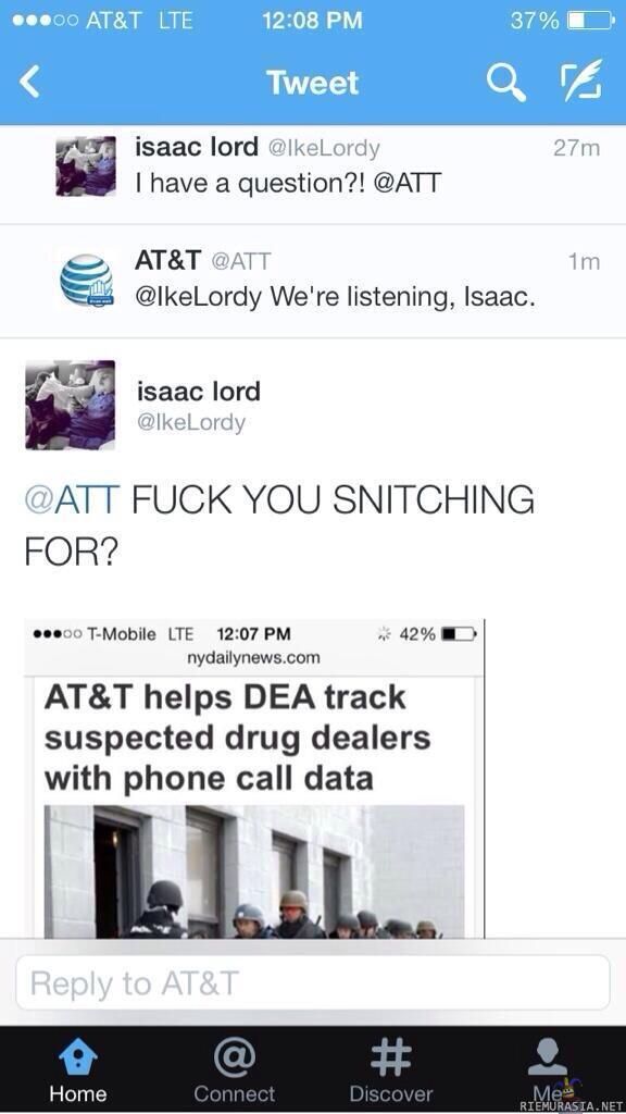 AT & T on kuulolla