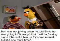 Nyt Ernie saa pianosta päälakeen