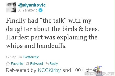 weird Al Yancovic twitterissä - kukista ja mehiläisistä puhe tyttären kanssa..