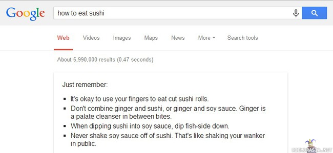 How to eat sushi - Google neuvoo lyhyesti ja ytimekkäästi