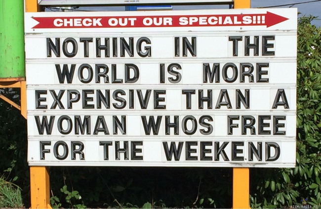 Naisen vapaa viikonloppu - Mikään ei tule yhtä kalliiksi