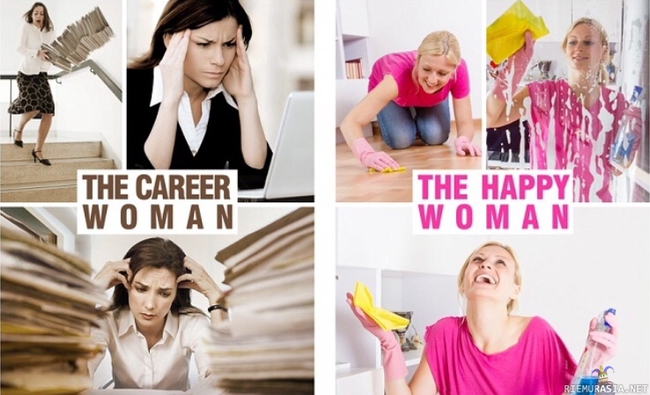 Naiset mainoksissa - uranaiset stressaa ja iloiset naiset tekevät kotitöitä?