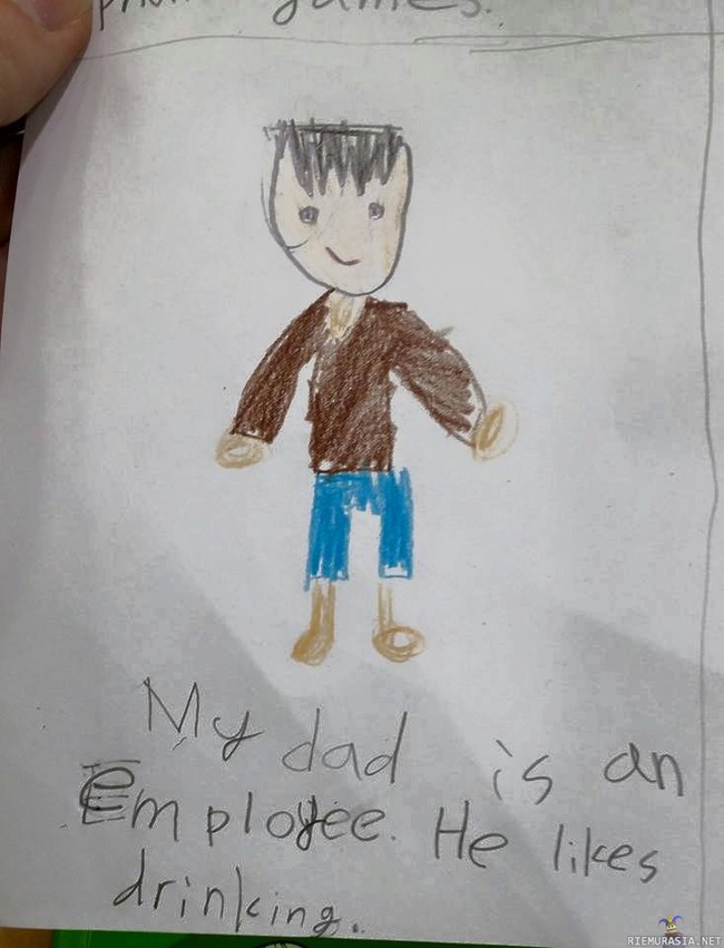 Lapsi piirsi isän - Isä taitaa olla työ äijä?
