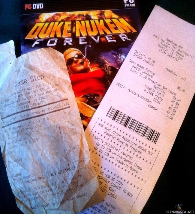 10 vuotta vanha Duke Nukem Forever ennakkotilaus - :)