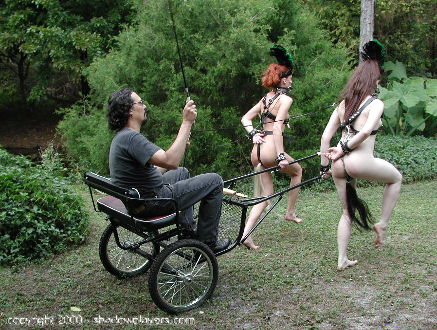 Girls playing with their pony slave