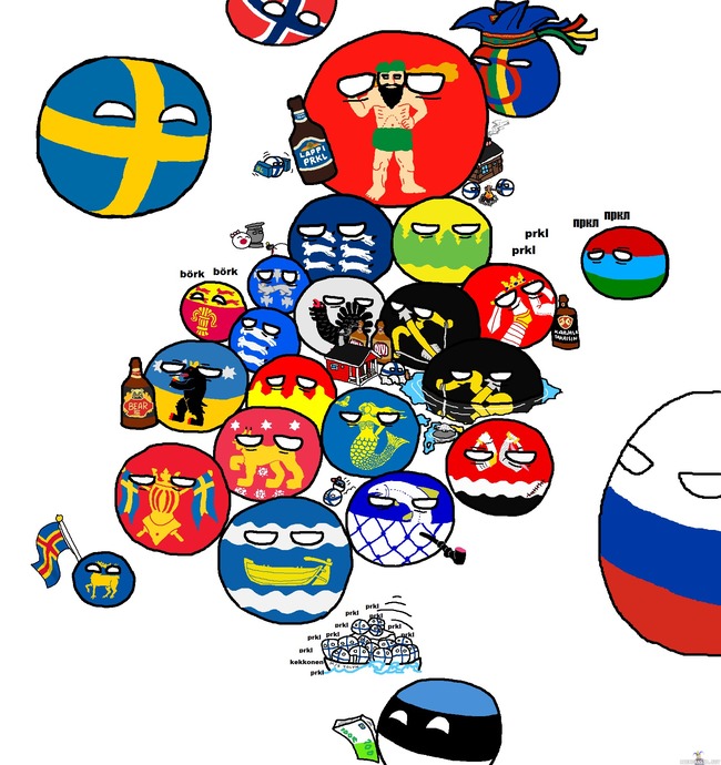 Suomen kartta - polandball-teeman malliin. Tunnistatko kaikki?