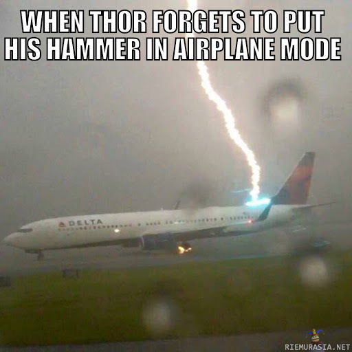 Thor unohti laittaa Mjölnirin lentokonemoodiin