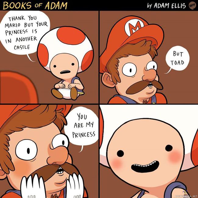Mario ja Toad - Viimeinkin Mario saa kerrottua Toadille totuuden