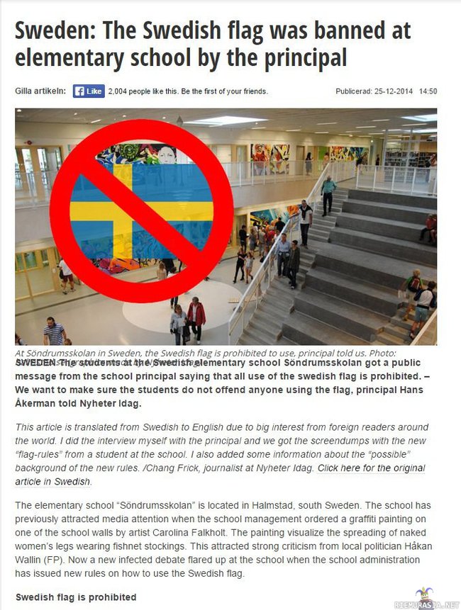Ruotsin lippu - Ruotsin lipun esittäminen on syrjintää
