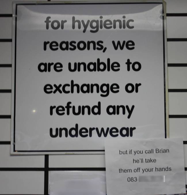 Hygieniasyistä emme voi ottaa alusvaatteiden palautuksia vastaan