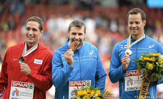 Antti Ruuskanen - Euroopan mestari 2014 tuloksella 88,01m - &quot;Ei vieläkää Pielaveen ennätystä&quot;
        
        1. Ruuskanen (FIN)
        2. Vesely (CZE)
        3. Pitkämäki (FIN)
        4. Etelätalo (FIN)
         