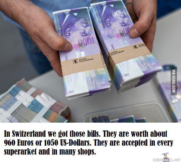 Se on tonnin seteli - kertoo aika paljon sveitsiläisten varallisuudesta