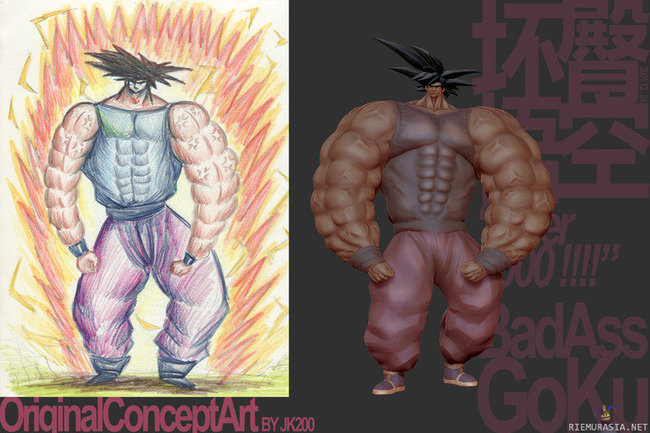 Badass Goku - Gokun power level on jo yli 10000 kuvasta päätellen kun lihaksille on tullut omat lihakset?