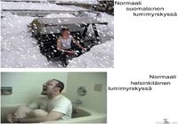 Normaali Suomalainen ja Helsinkiläinen lumimyrskyssä