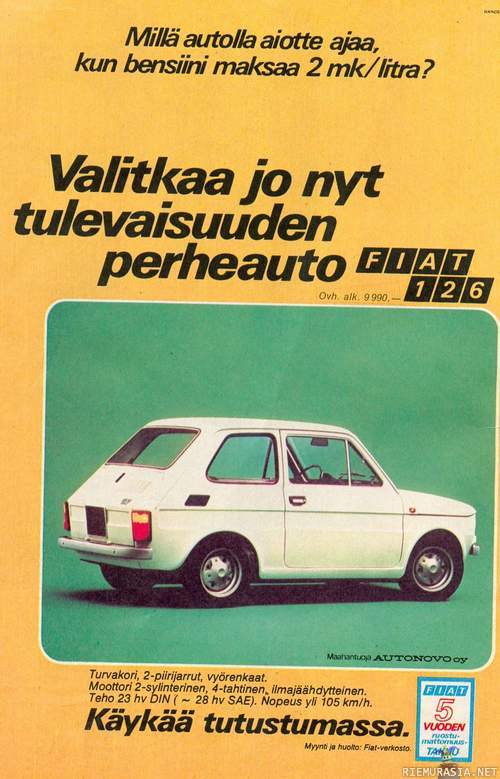 tulevaisuuden auto: Fiat 126 - kun bensiini maksaa 2mk/litra..