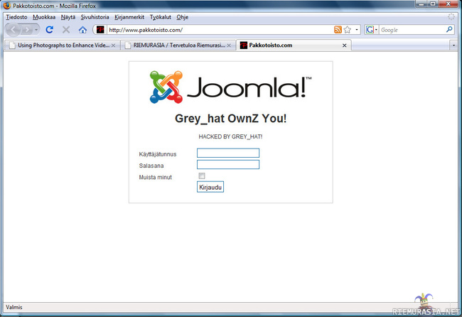 Joomla! - Pakkotoisto.com haksattu