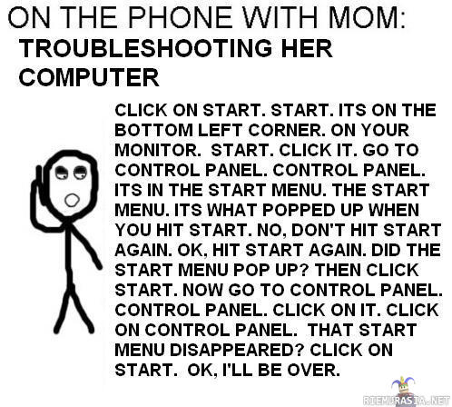 Tietokoneen käytön opastusta äidille