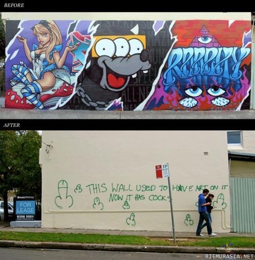 Graffitit ennen ja jälkeen - kumpaako sitä katselis mieluummin