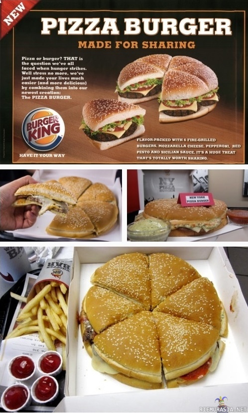 Pizza Burger - Burger Kingin uutuus. Made for sharing? Pah.