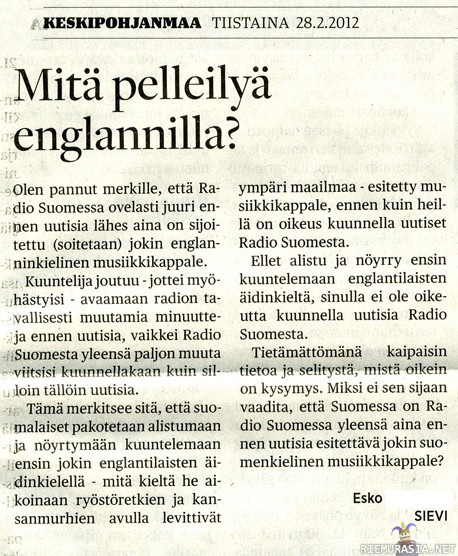 Mitä pelleilyä englannilla?