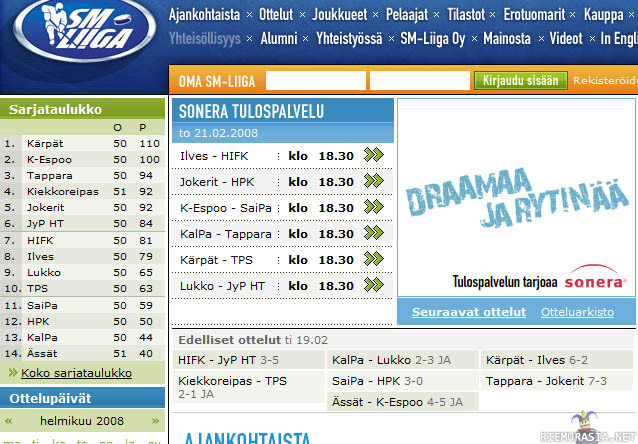 SM-Liiga.fi - Kiekko-Espoo, Kiekkoreipas, Jyp HT.. Hienoa :)