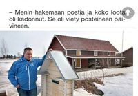 Vaaliehdokas Juha Mäenpään postilaatikko katosi