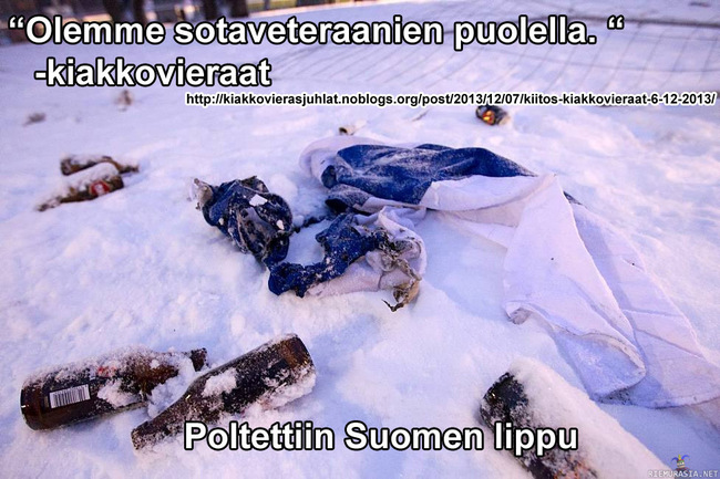 Hippien logiikka - Veteraanien puolella, poltetaan Suomen lippu!