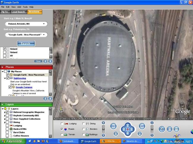 Hartwal Areena - Hjallis on halunnut varmistaa että hänen rakennuksensa erottuu varmasti Google Earthilla