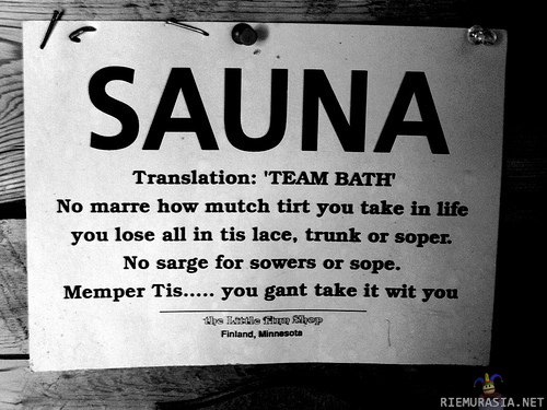 Sauna - aika mahtavaa englantia..