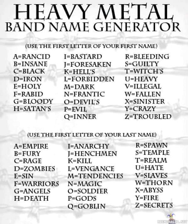 Heavy metal band name generator