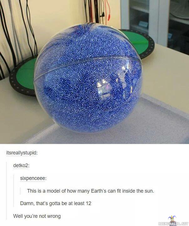Montako maapalloa mahtuisi auringon sisään