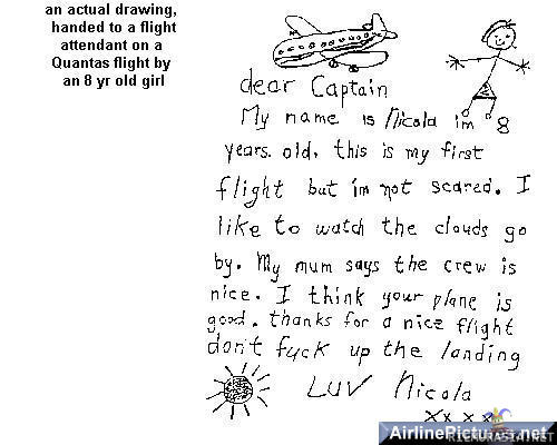 Dear Captain - aito, pikkutytön kirjoittama kirje lentokoneen kapteenille