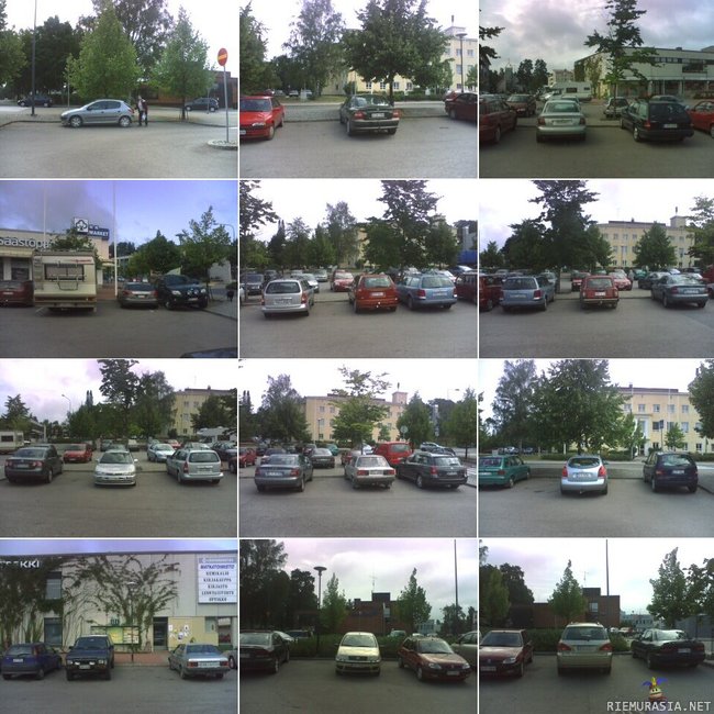 Parkkitaitoa Kangasalla - Kyllä täällä osataan...kuvat otettu samalla parkkiksella perjantaina kello 10:13.
Taitaa olla isoja autoja omistajien mielestä.