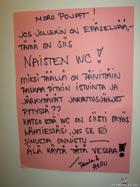 Naisten Wc - Mistä näistä jälkeenpäin voi ketään syytellä ?? .. Vai sontivatko naiset ruusunnuppuja vai ?