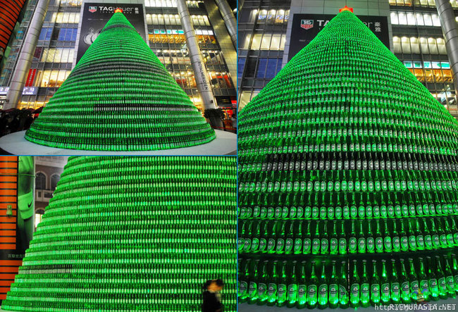 Joulukuusi Heinekenin malliin