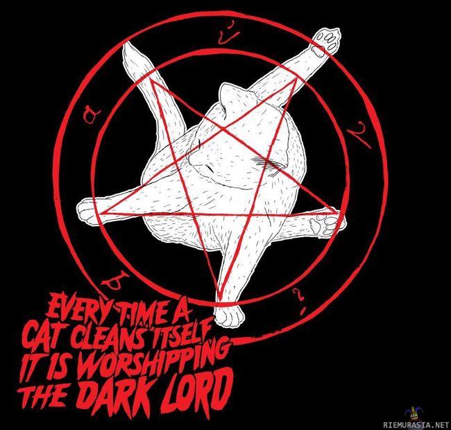 Cat worships the dark lord - mind = blown